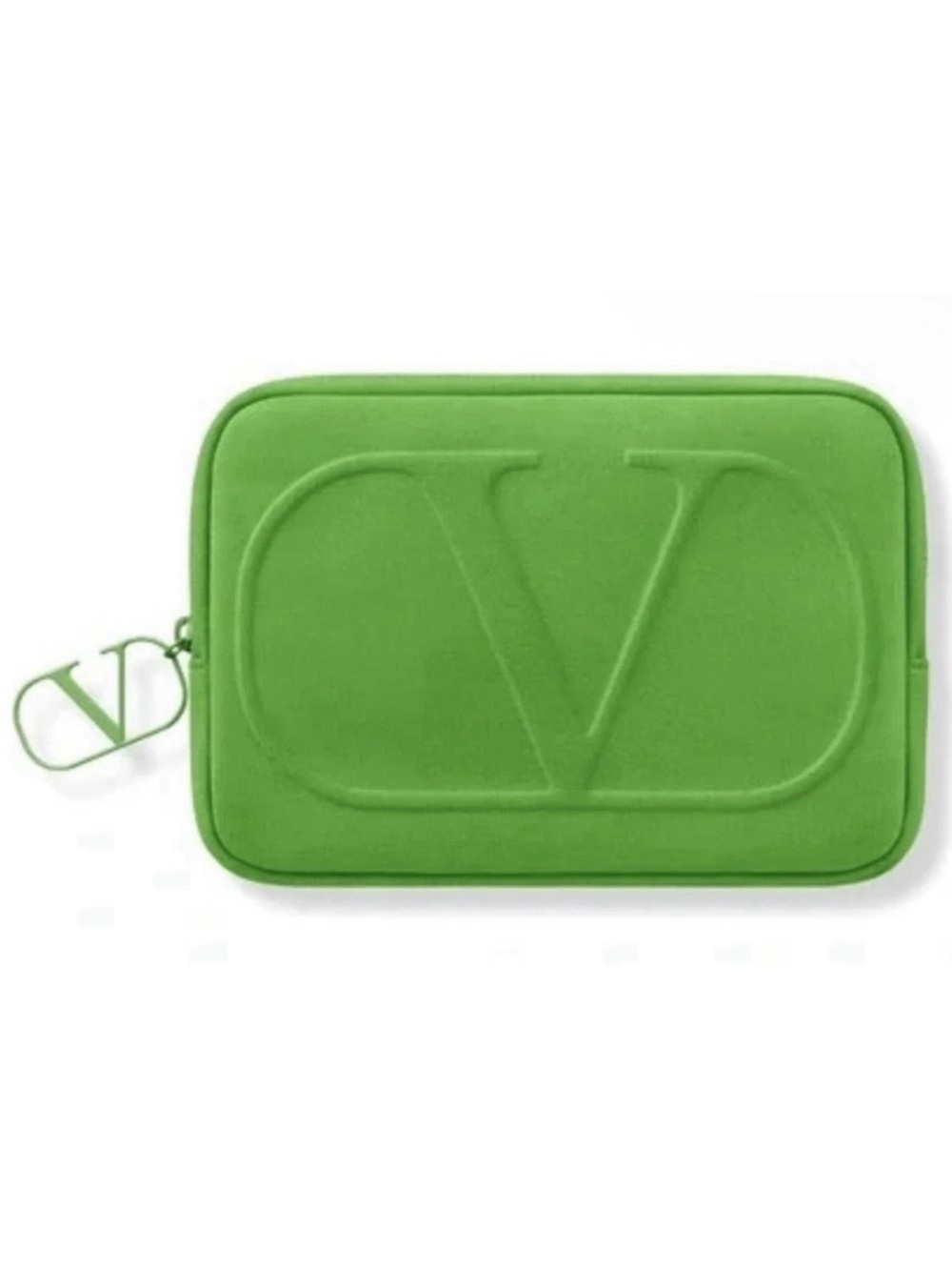 Valentino Green Embossed V makeup bag no box new never used